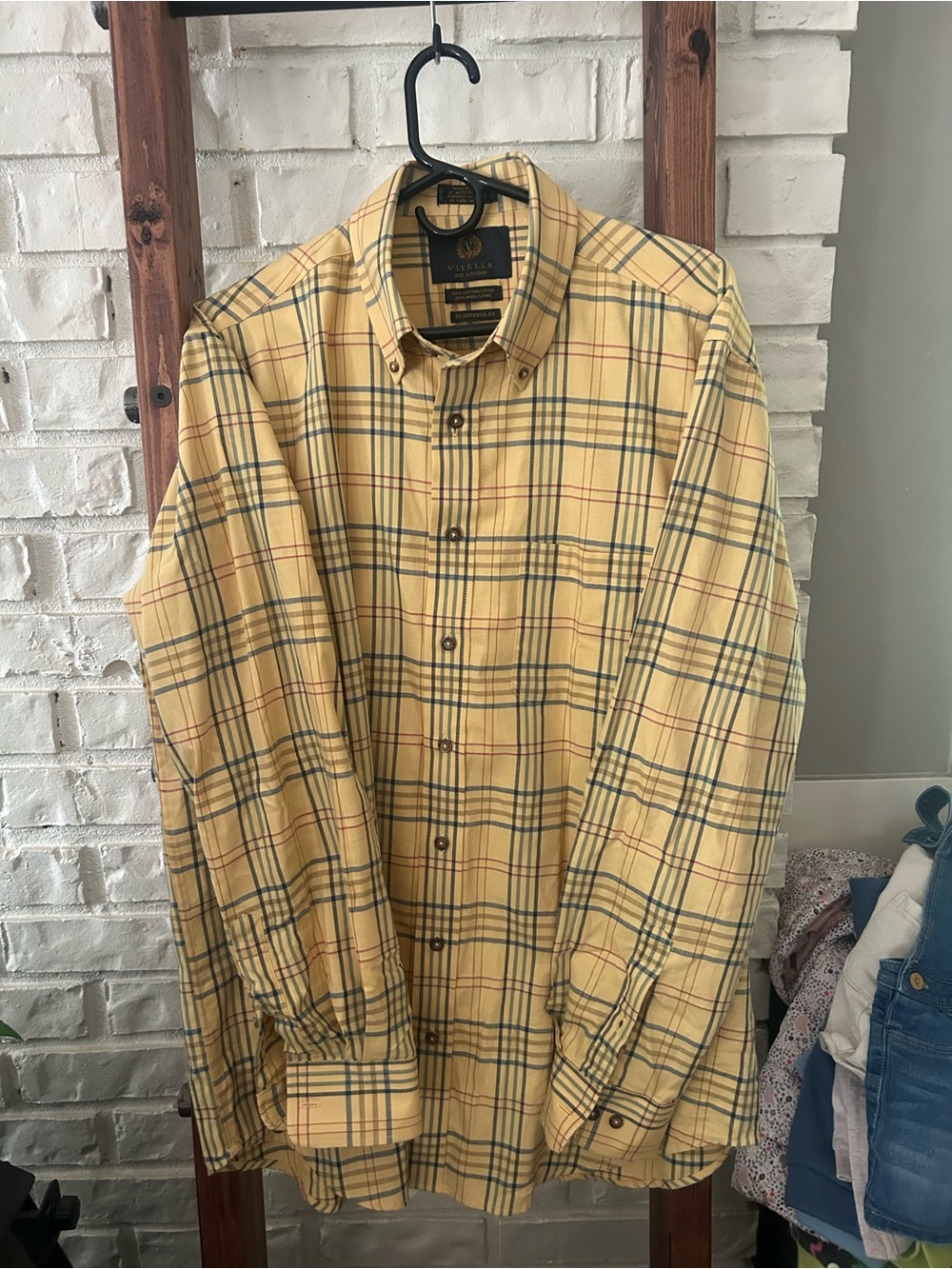 Viyella Flannel Shirt Mens L Plaid Cotton Wool Blend Made In Canada